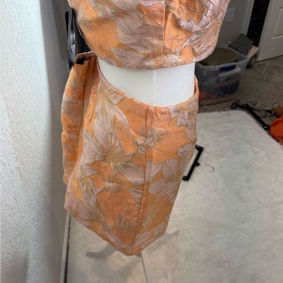 Lulu's Getaway Glam Orange Floral Jacquard Two Piece Mini Dress Size L NWT - Picture 5 of 14